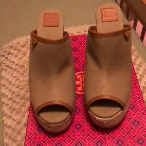 Tory Burch canvas wedge shoes